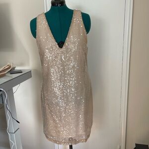 a new day Champagne Sequin V-Neck Mini Dress